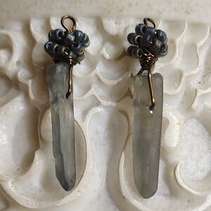 Artisan Made Set of 2  Purple Crystal Shard Jewelry Components
